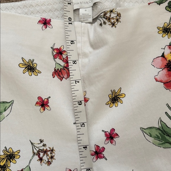Charter Club White Pants with Floral Design size 8 - Picture 4 of 9